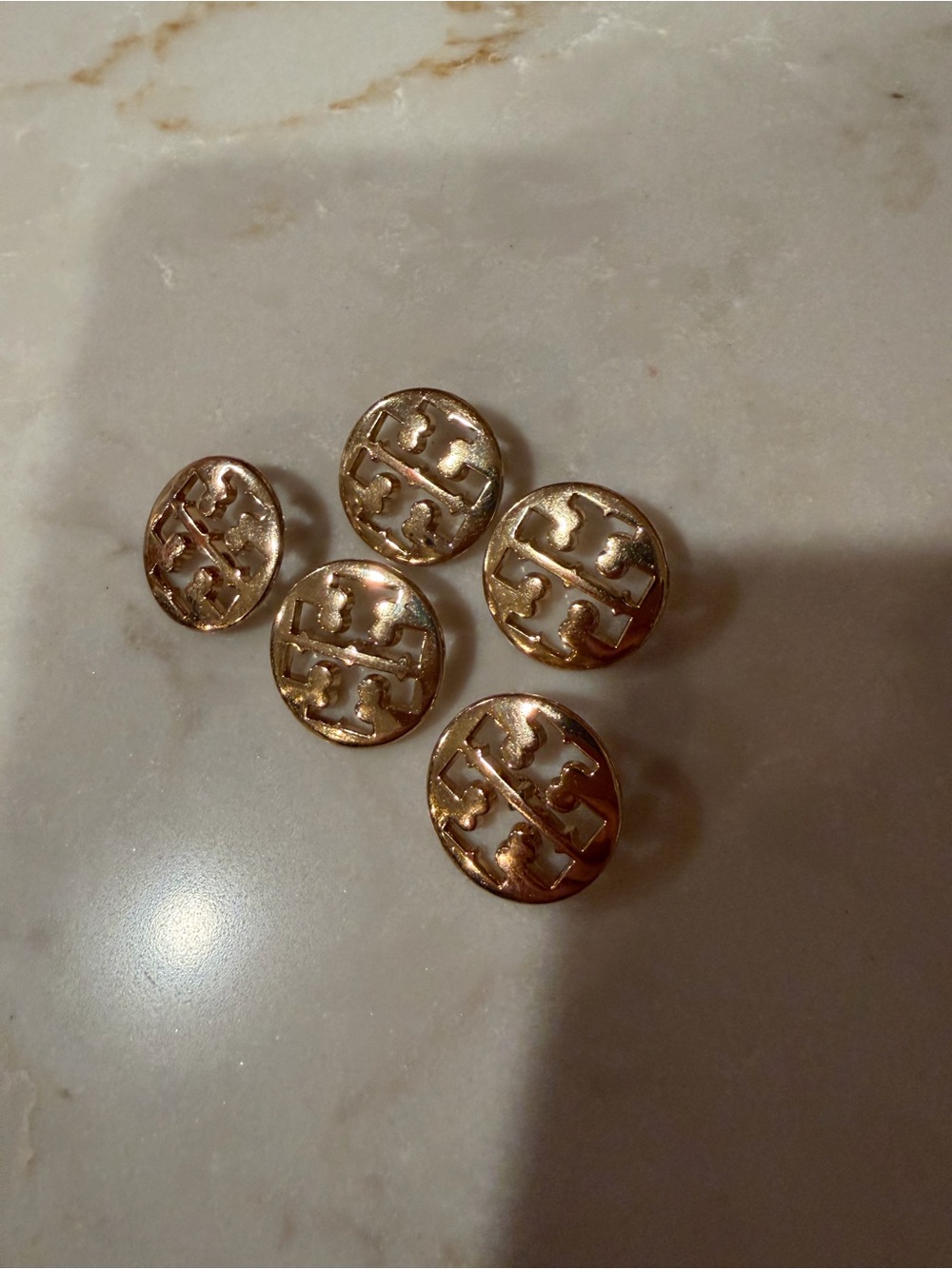 Tory Burch Gold-Tone Set of 5 replacement buttons.